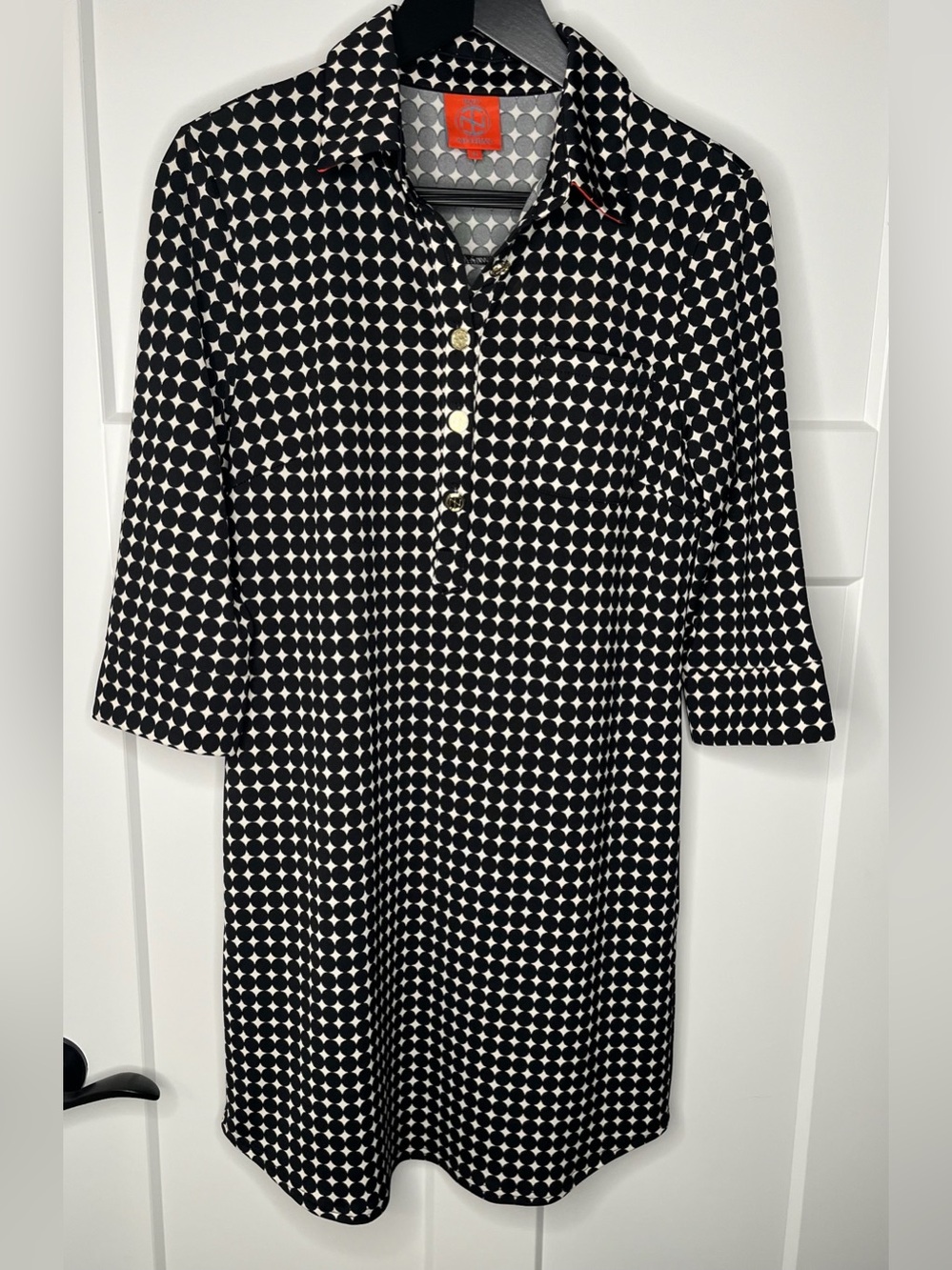 Tracy Negoshian Black and White Geo Dot Dress Size Medium